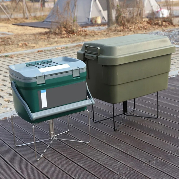 Luggage Rack Foldable Outdoor Camping Ice Box Holder Rack Anti-Slip Picnic BBQ Bucket Bracket for Cooking Fishing Picnic Outdoor
