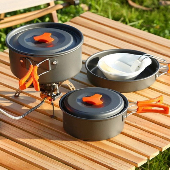 Camping Cookware Set Aluminum Water Kettle Outdoor Tableware Kettle Cookset Cooking Pan Bowl Hiking Bbq Picnic Cooking Utensils