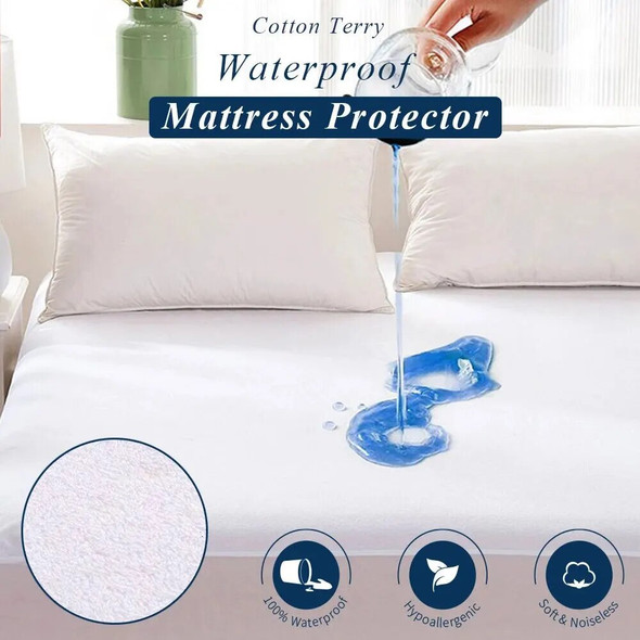 Mattress Cover Hypoallergenic Sheet Protector Cotton Terry Anti Mites Waterproof Mattress Protector Machine Washable