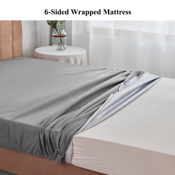 6-Sides Fully Enclosed Waterproof Mattress Cover with Zipper Dust-proof Fitted Sheet for Double Bed, Twin, Full, Queen, King