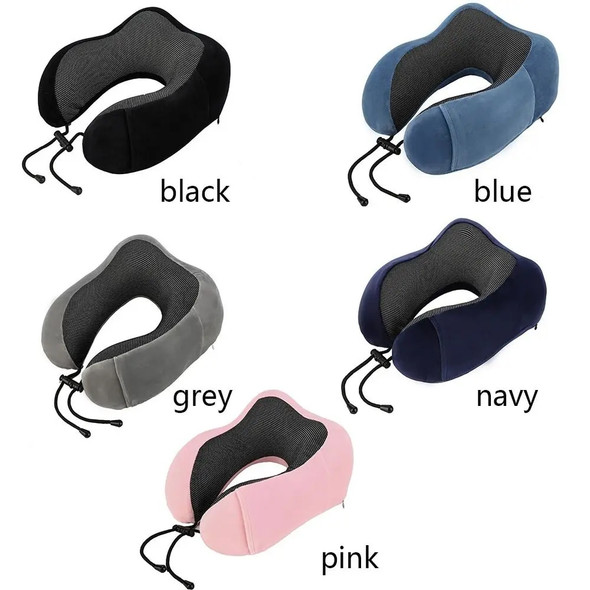 U Shaped Memory Foam Travel Pillow Neck Support Cushion Without Carry Bag Ear Plugs Mask