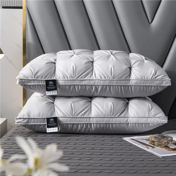 Down Pillow 100% White Goose Feather Pillow Core Five-star Hotel Cotton Single Cervical Vertebra Support Sleep Pillow