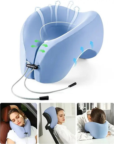 jiaao Travel Neck Pillow with 360-Degree Head Support, Memory Foam U-Shaped Napping Pillow for Airplane, Car, Train, Bus.
