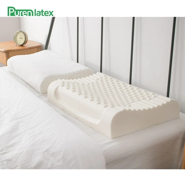 PurenLatex 60x40 Thailand Pure Natural Latex Pillow Remedial Neck Protect Vertebrae Health Care Orthopedic Pillow Slow Rebound