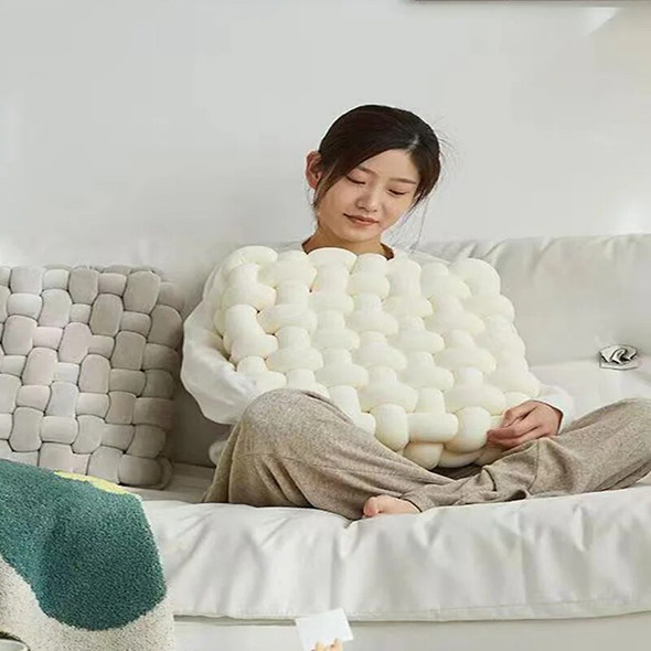 High Quality Solid Color Handwoven Plush Square Sofa Pillow Ins Braided Cushion for Bedroom Decoration Sofa Bed Throw Pillows