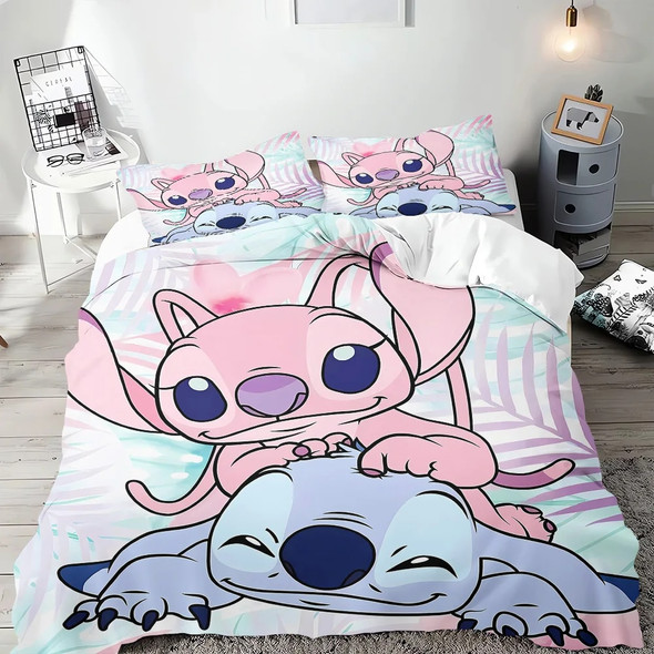 Cartoon Cute Stitch Duvet Cover Kids Bedding Set Quilt Duvet Cover Pillowcase Children Bed Comfortable Cover Bed Set Twin King