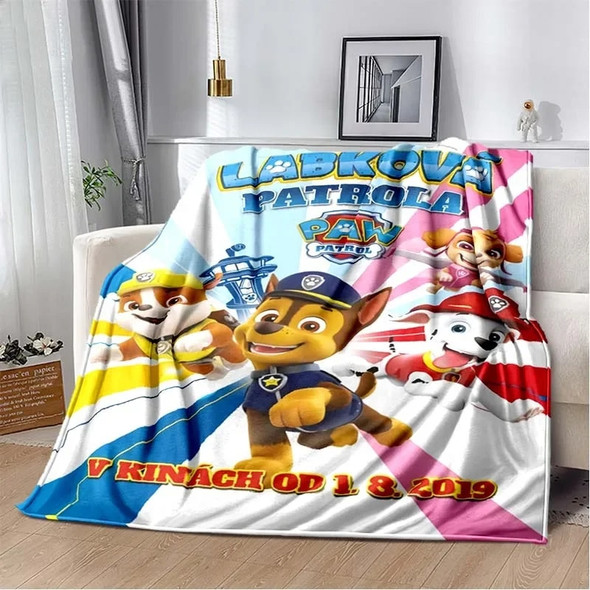 Fashion Art 3D Printed Cartoon P-Paw-P-patrol Blanket Family Living Room Plush Sleeping Blanket Outdoor Travel Camping Bed Sheet