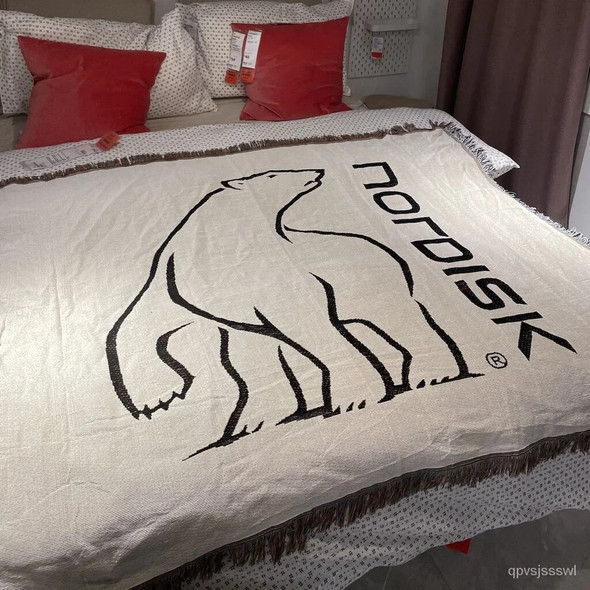 Nordisk Blanket Camping Outdoor Picnic Throw Blanket White Bear Blankets for Beds Home Decorations With Tassel Sofa Cove Textile