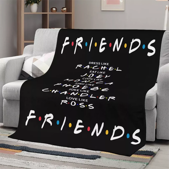 Friends Printed Blankets Black Winter Comfortable Warmth Fleece Blanket Bed Cover Lightweight Portable Super Soft Throw Blanket