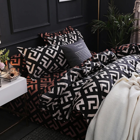 Luxury Black Bedding Comforter Set with Pillow Case SIngle Full Size Bed Linen Duvet Cover Set Queen/King Double Single Bed Luxury Black Bedding Comforter Set with Pillow Case SIngle Full Size Bed Linen Duvet Cover Set Queen/King Double Single Bed