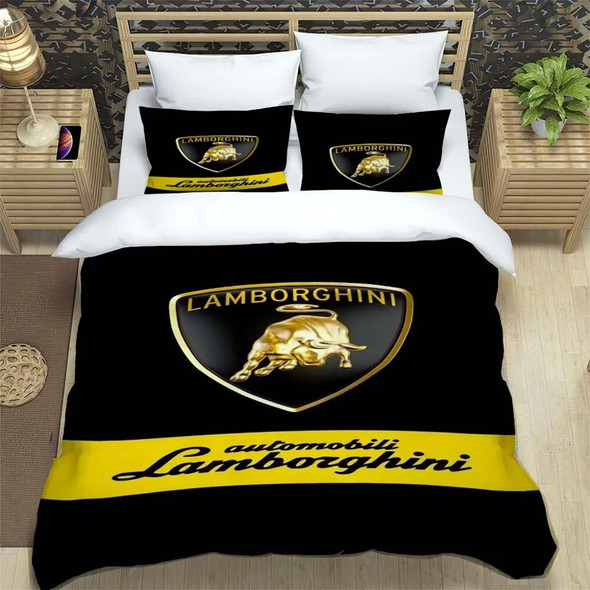 L-Lamborghini Pattern Bedding Set Duvet Cover Pillowcase Comforter Bedding Set Twin Full Queen King Size Bedding Sets