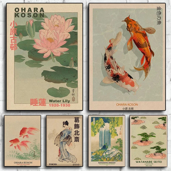 Hokusai Ohara Koson Japanese Art Poster Vintage Guest Room Home Bar Cafe Decoration Home Decoration Print Wall Poster Picture Hokusai Ohara Koson Japanese Art Poster Vintage Guest Room Home Bar Cafe Decoration Home Decoration Print Wall Poster Picture
