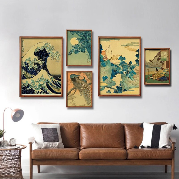 Vintage Japan Art Poster Evening View of Mount/Kanagawa/Great Wave/Frog/Bird/Waterfall Prints Home Room Decor Art Wall Painting