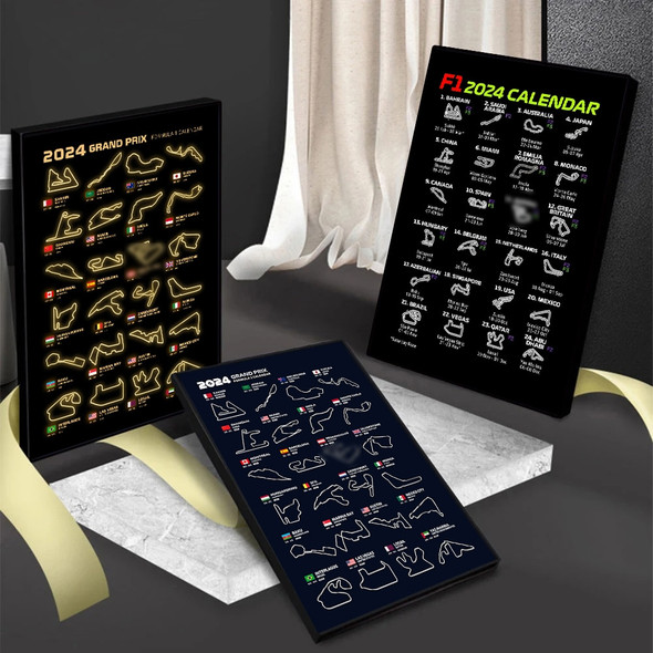 F1 2024 Season Calendar Posters Prints Canvas Painting Formula 1 Racing Circuits Track Wall Art Picture for Home Fans Room Decor F1 2024 Season Calendar Posters Prints Canvas Painting Formula 1 Racing Circuits Track Wall Art Picture for Home Fans Room Decor