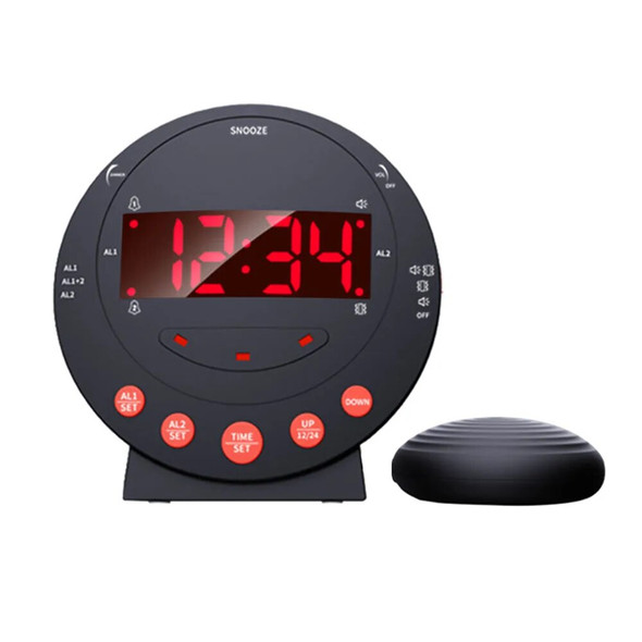 Loud Alarm Clock with Bed Shaker Vibrating Alarm Clock with Flash Light Brightness Adjustable Snooze Dual Alarm Setting USB