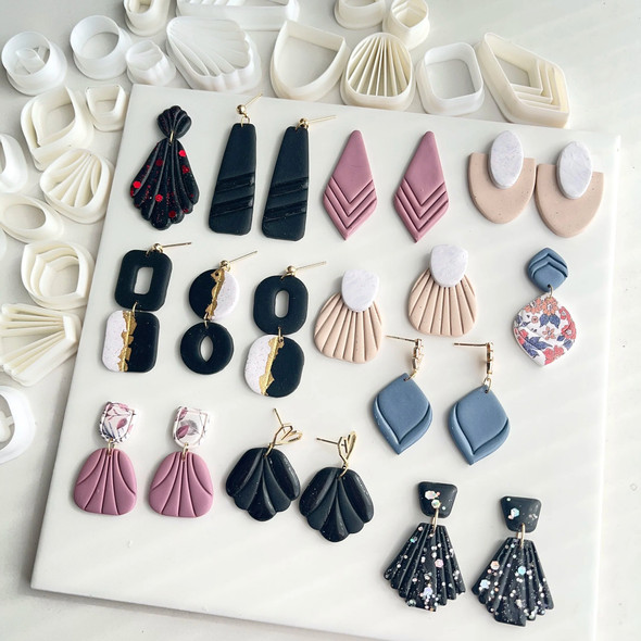 Soft Pottery Earrings Polymer Clay Cutter Hollow Geometric Pattern Mold DIY Ceramic Earrings Jewelry Pendants Clay Tools