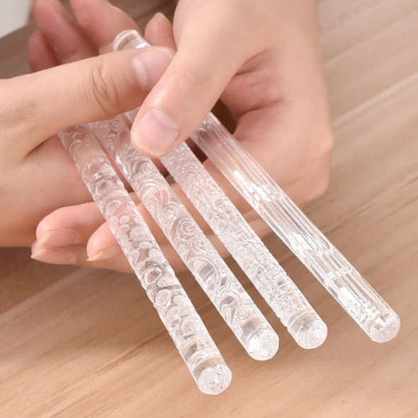 Acrylic Texture Rolling Pin Embossing Rolling Stick Leopard Alligator Wood Grain Embossed Rod DIY Ceramics Pottery Clay Tool