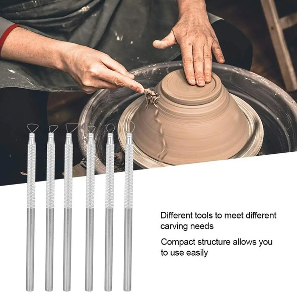 6 Pcs Aluminum Alloy Polymer Clay Tools Pottery Ceramic Sculpting Tools Carving Ribbon Wire End Loop Clay Tools Set For Detail
