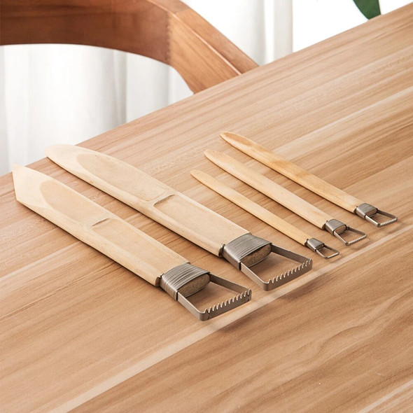 Pottery Ceramic Tool Widen Sawtooth Clay Texture Tool Paste Amending Tool Ceramic Sculpture Clay Plastic Bamboo Handle