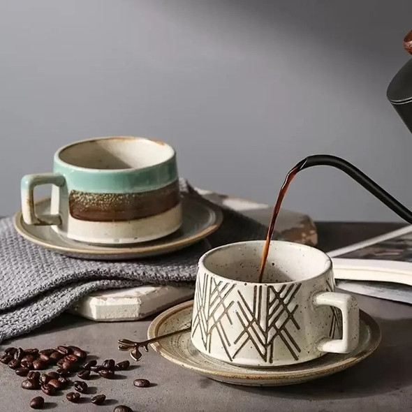 1pc Creative Vintage Japanese Style Rough Pottery High-end Home Dining Table Exquisite Afternoon Tea Set Coffee Cup And Plate