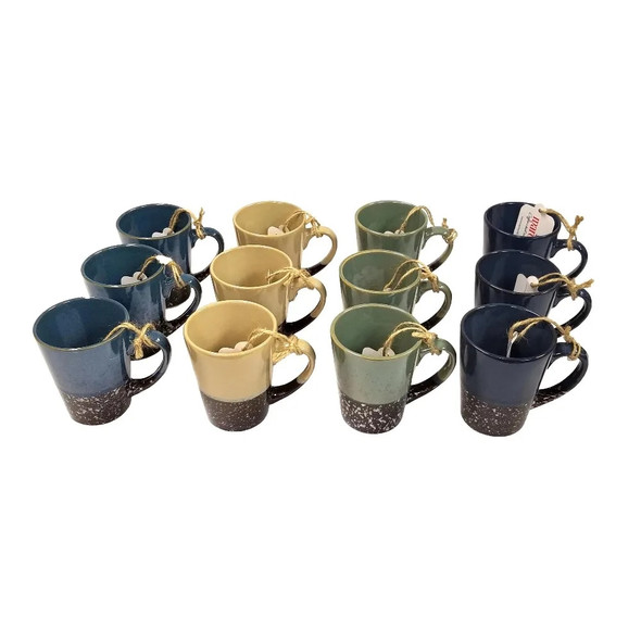 Coffee Mugs Ceramic Mugs with Handles 11 Oz Capacity 12 Per Package Two Tone Design