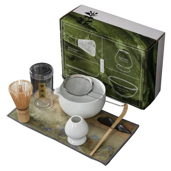 Suits Gift Bowl With Dumping Beater Mouth Ceramic Box Powder Matcha Japanese Egg Compact Tea Maccha Spoon Of