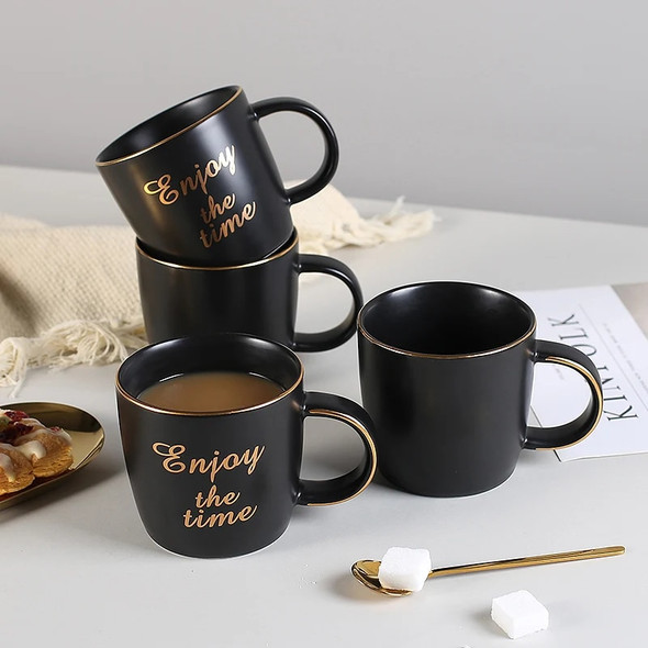 Ceramic Mugs Creative Simple with Spoon Handle High Capacity Black Coffee Mug The Office Mug Kaffeebecher Ceramic Mug