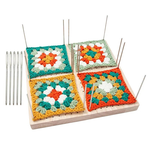 1Set Wooden Blocking Board Granny Square Crochet Board Crafting With Blocking Mat Blocking Board For Knitting Crochet 2024