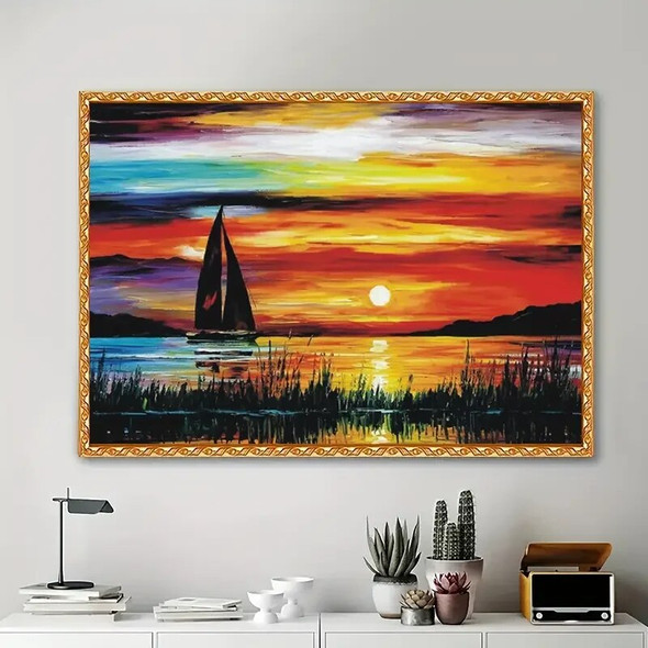 5D Diy Diamond Painting Dolphins Sunset Landscape Art Diamond Embroidery Ocean Animals Full Square Round Mosaic Picture Decor