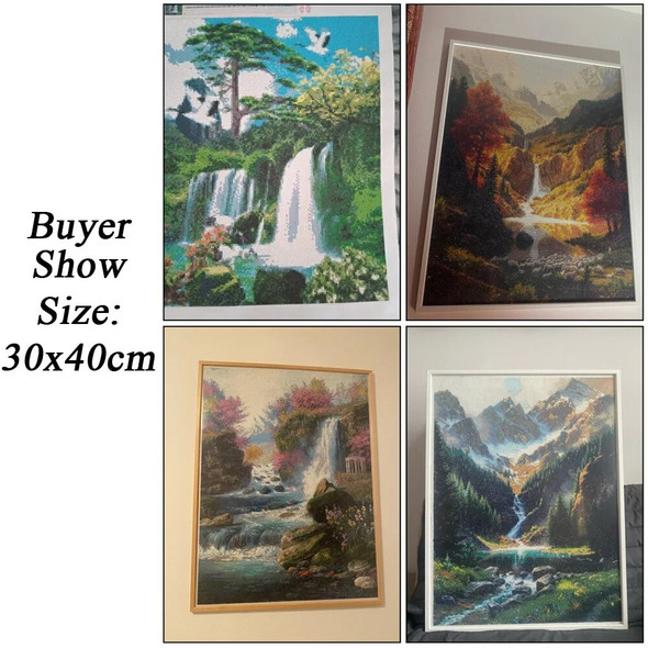 HUACAN DIY Diamond Painting Waterfall Landscape 5d Handicraft Full Square Diamond Embroidery Cross Stitch Mountain Wall Art