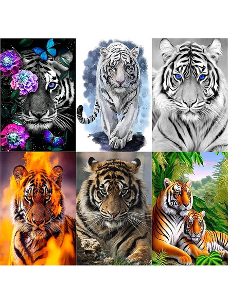 5D Diamond Painting Animals Full Square Drill Diamond Mosaic Tiger Flowers Diamond Embroidery DIY Rhinestones Mosaic Home Decor