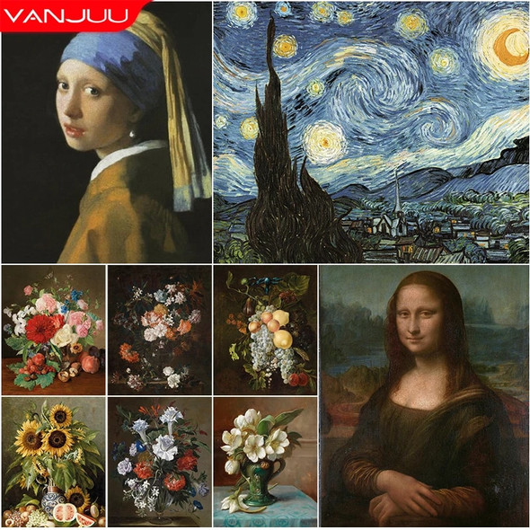 Famous Painter Paintings 5D Diamond Painting Famous Painting Rhinestone Embroidery DIY Cross Stitch Kit Flower Home Decor Gift