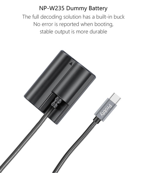 NPW235 NP-W235 Dummy Battery PD30W USB-C CP-W235 Adapter For FujiFilm X-T4 XT4 GFX100S 50S II Camera NPW235 NP-W235 Dummy Battery PD30W USB-C CP-W235 Adapter For FujiFilm X-T4 XT4 GFX100S 50S II Camera