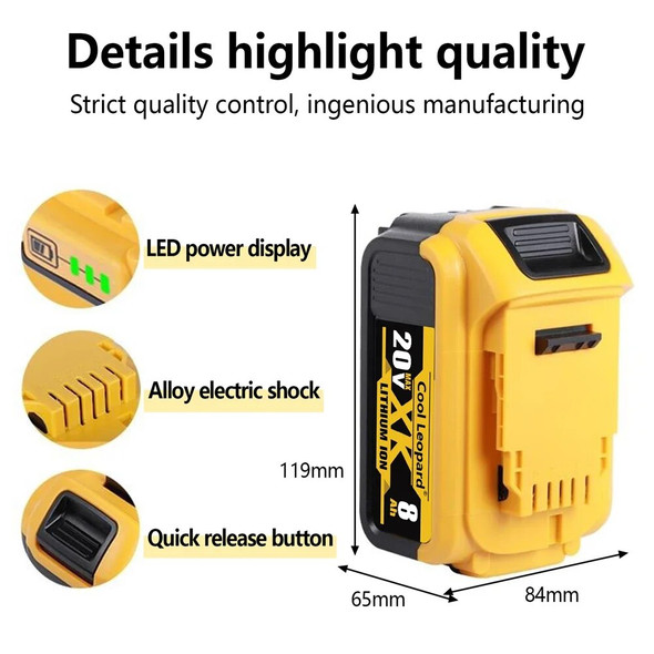 New Genuine 20V MAX 3.0ah 6.0Ah 8.0Ah DCB200 Replacement Li-ion Battery for DeWalt DCB205 DCB201 DCB203 Power Tool Batteries New Genuine 20V MAX 3.0ah 6.0Ah 8.0Ah DCB200 Replacement Li-ion Battery for DeWalt DCB205 DCB201 DCB203 Power Tool Batteries