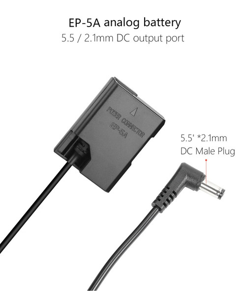 EN-EL14 EL14A EP-5A Dummy Battery with NP-F Battery Adapter Plate For Nikon D3100 D3200 D3300 D3400 D3500 D5100 D5200 D5300