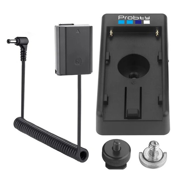 NP-FZ100 Dummy Battery with NP-F Battery Adapter Plate For Sony Alpha1 A9II 9A A7C A7M3 A7III A7R5 A7R4 A7M4 A7R3 A6600