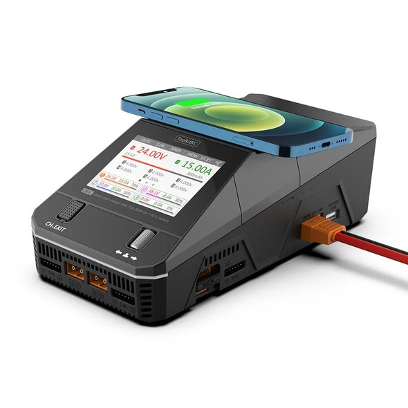 ToolkitRC Q6AC AC 400W DC 1000W 15A*4 Quad Channel Lipo Charger with Wireless Charging Battery for 1-6S LiPo LiHV LiFe Lion LTO
