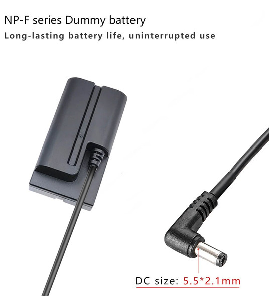 NP F970 Dummy Battery Power Adapter Cable for DC5521 D-Tap Connector to NP-F Dummy Battery for Sony NP F550 F570 NP F970