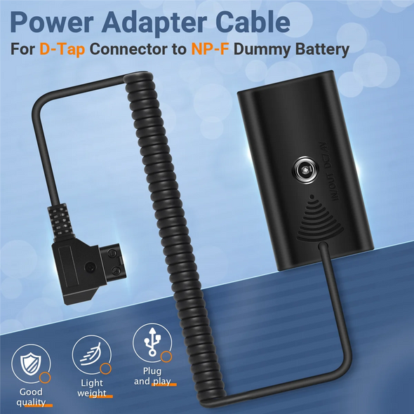 Power Adapter Cable for D-Tap Connector to NP-F Dummy Battery for Sony NP F550 F570 NP F970