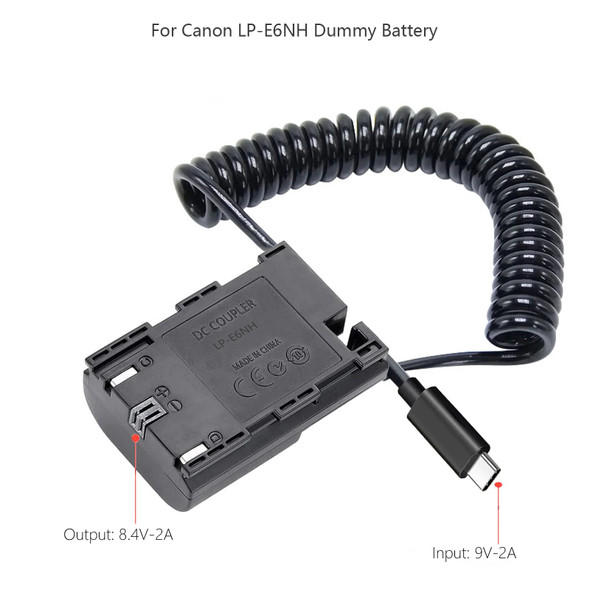 USB-C To LP-E6NH LPE6NH Dummy Battery Power Adapter For Canon EOS R5 R6 5DS R 7D 6D 5D3 5D4 90D 80D 70D 60Da Camera USB-C To LP-E6NH LPE6NH Dummy Battery Power Adapter For Canon EOS R5 R6 5DS R 7D 6D 5D3 5D4 90D 80D 70D 60Da Camera