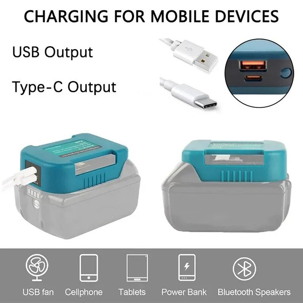 Battery Adapter For Dewalt/Makita/Milwaukee 18V 20V Battery USB Type-C Charger Adaptor Power Source Power Bank Station Supply