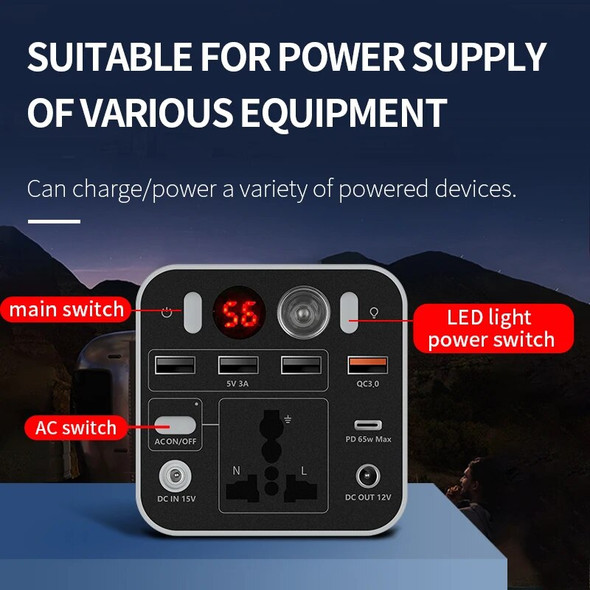 45000mAh Power Bank Generator 180W Battery Charger Power Station 110V 220V Emergency Power Supply For Outdoor Camping