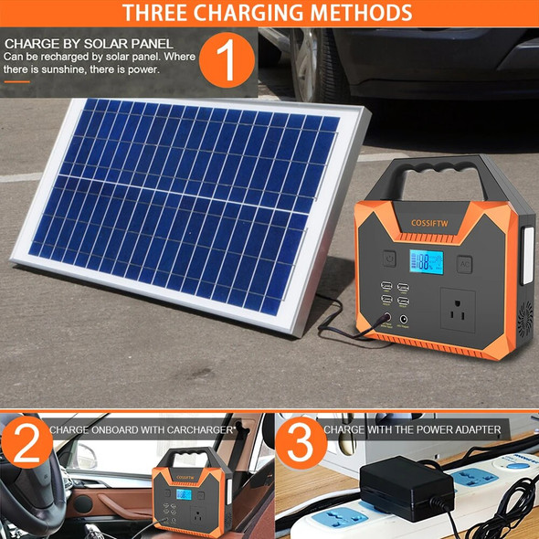 COSSIFTW Portable Power Station Home Backup Emergency Power Supply 200W Solar Generator Fast Charge External Battery Power Bank