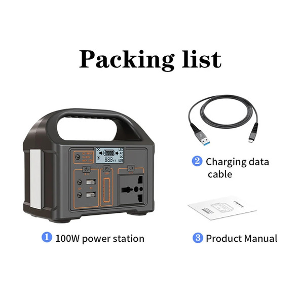 100W Portable Power Station 220V Solar Generator Outdoor Emergency Mobile Power Bank 24000mAh LiFePO4 For Camping Power Supply