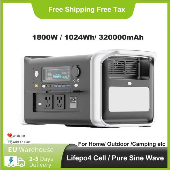 2000W 220V Portable Power Station 1800W Solar Generator 1000W Power Supply Emergency Energy For Home Gas Boiler Laptop