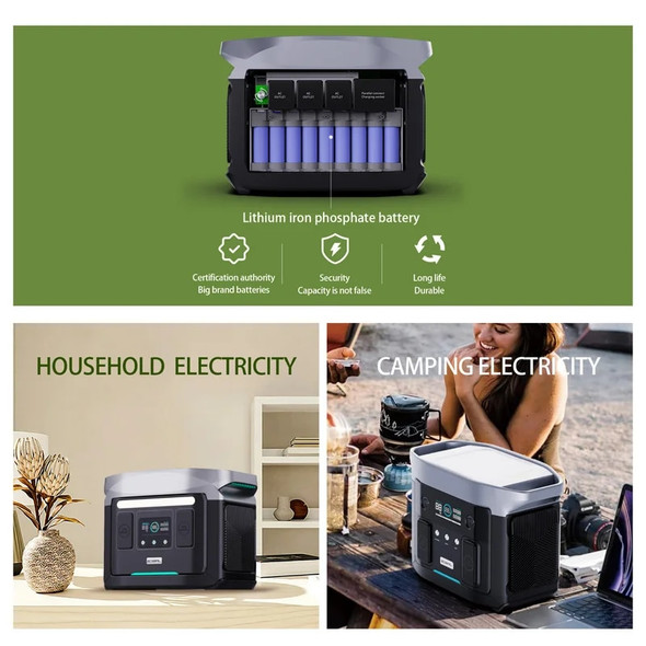 BDBAL LifePo4 Power Station 1200W 1152WH External Battery Solar Generator Camping Outdoor Party Portable Fishing Energy Storage