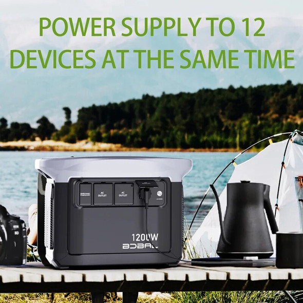 BDBAL LifePo4 Power Station 1200W 1152WH External Battery Solar Generator Camping Outdoor Party Portable Fishing Energy Storage
