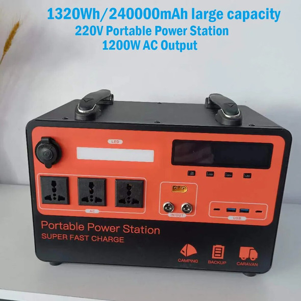 Camping Portable Power Station 1700W Outdoor Pure Sine Wave Emergency Solar Generator 1860Wh Lifepo4 Battery Home Powerstation