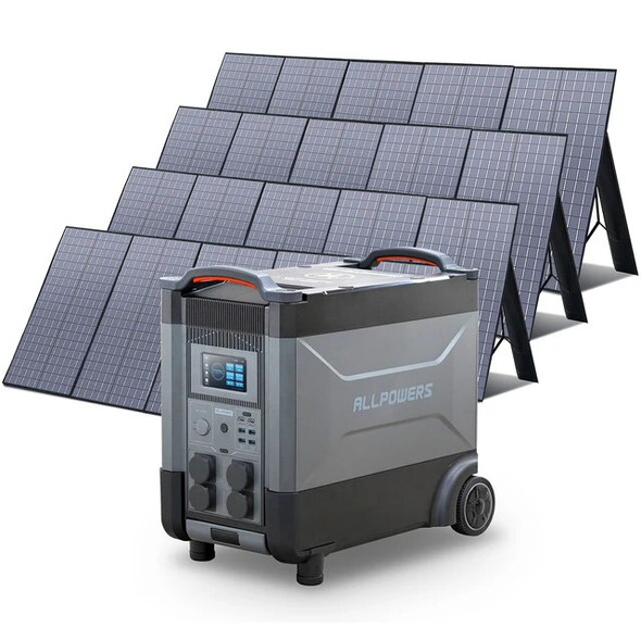 ALLPOWERS MPPT Solar Generator R4000, 4000W Portable Power Station with Solarpanel 400W 800W 1200W 1600W (Optional) with MC-4
