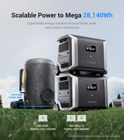 Dabbsson DBS3500 Portable Power Station with 210W Solar Panel Solar Generator 3400Wh for Camping Fast Charging Backup Battery